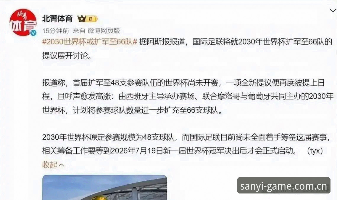 三亿体育苹果下载 世界杯扩军至66队完整指南:2030年变革如何影响中国足球未来